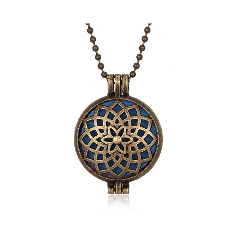 Colar difusor pendente Medalhão Flor de Lótus aromaterapia| Essenciais.com