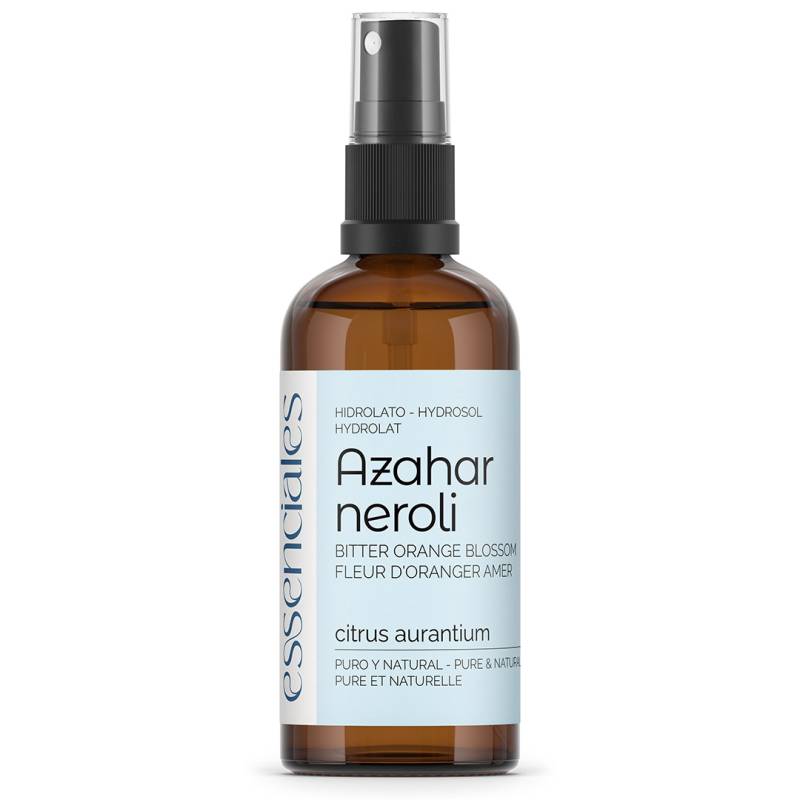 Agua de azhar natural, hidrolato puro y natural de Azahar, flor de naranja amarga, 100 ml.