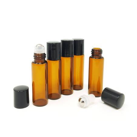 Bouteille roll-on 5 ml en verre ambré (pack de 5 unités)