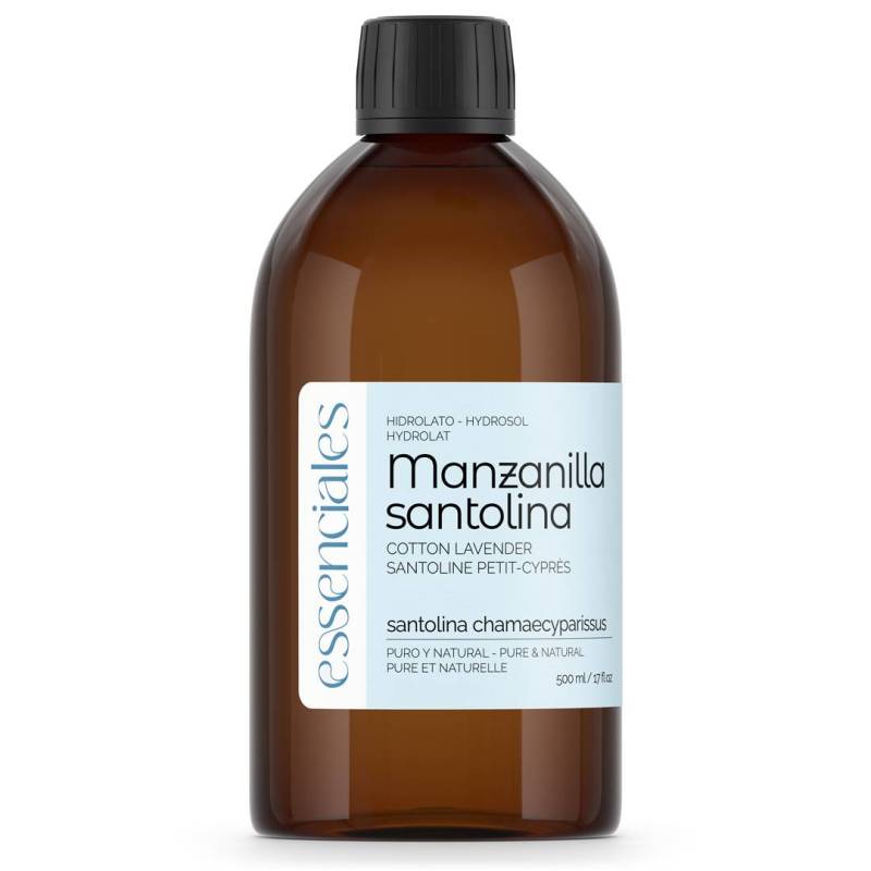 Agua de Manzanilla santolina 100% pura y natural, hidrolato genuino Manzanilla de Mahón, 500 ml.