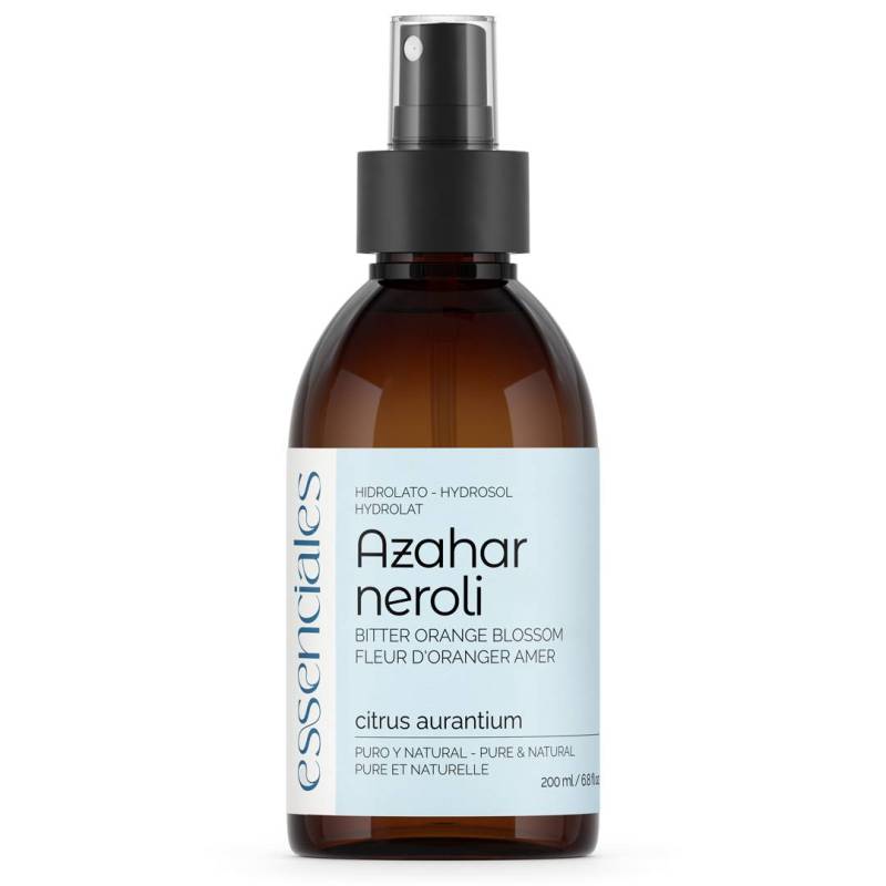 Agua de azhar natural, hidrolato puro y natural de Azahar, flor de naranja amarga, 200 ml.