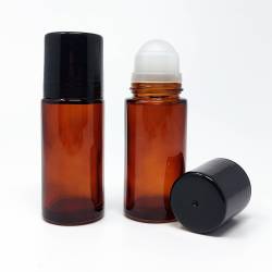 Bottiglie roll-on 50 ml vetro ambra con tappo a vite