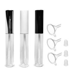 Nachfüllbare Lipgloss-Tuben mit Trichter und Abstreifer. Packung mit 3 Stück.