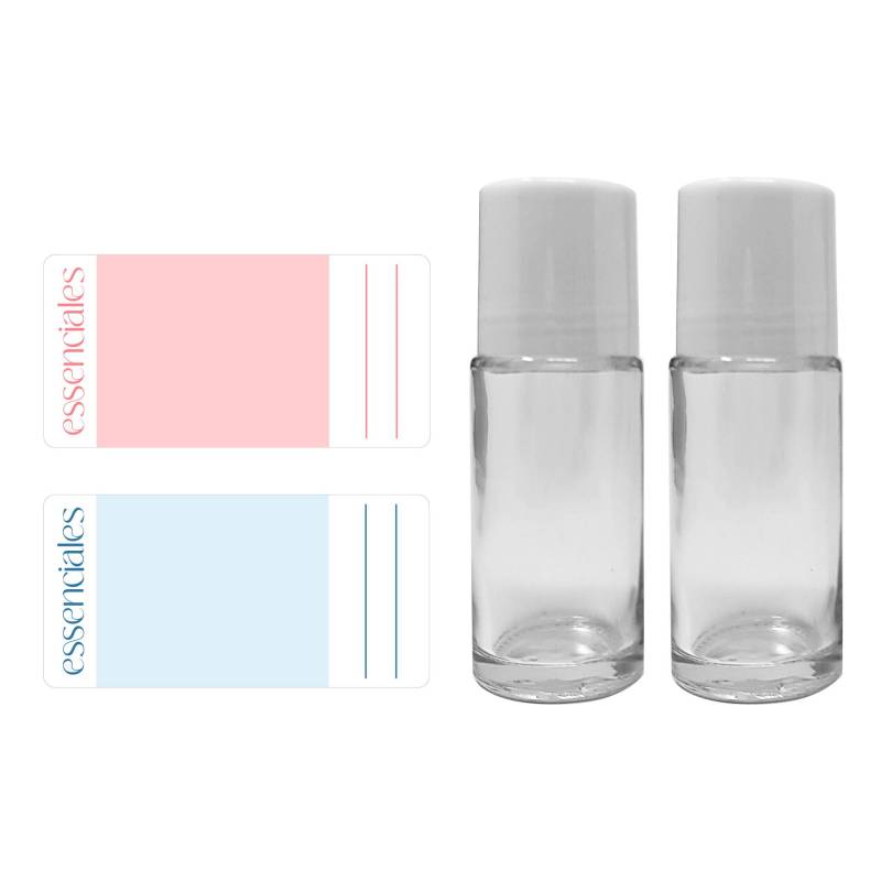 Roll-on Bottle, 50 ml - Clear Glass (2pc Pack & labels)