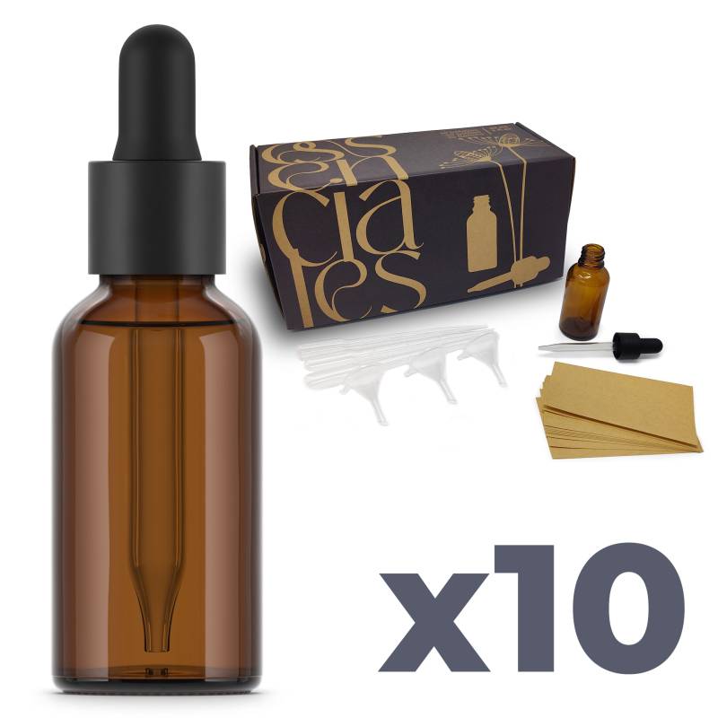 Bottiglia 30 ml ambra vetro con pipetta x 10 pz | Essenciales