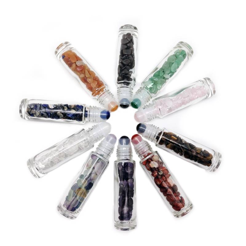 Roll-On Bottles with Natural Energy Stones for Essential Oils