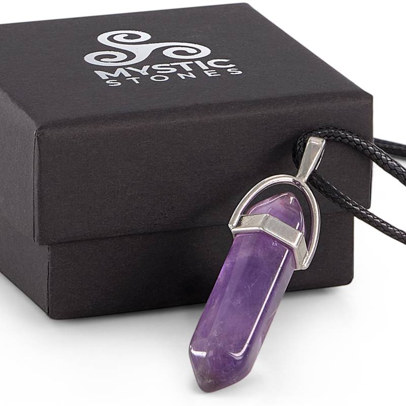 Natürlicher Amethyst-Steinanhänger. Energetischer Heilstein und schützender Talisman.