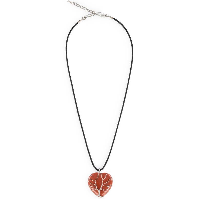 Red Jasper Heart Pendant, natural stone amulet, energy protection, focus and confidence.