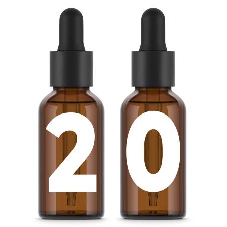 Bouteilles en verre ambré 30 ml avec pipette x20 unités. Haute qualité.