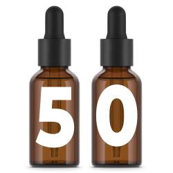 Bernsteinfarbene Glasflaschen 30 ml mit Pipette x50 Einheiten. Hohe Qualität.