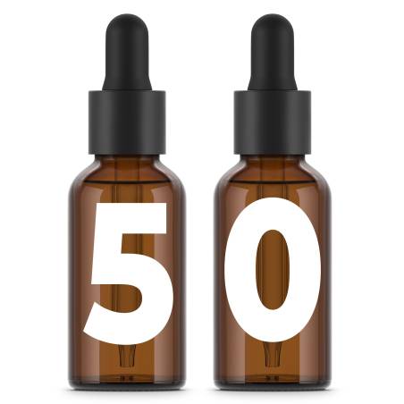 Bernsteinfarbene Glasflaschen 30 ml mit Pipette x50 Einheiten. Hohe Qualität.