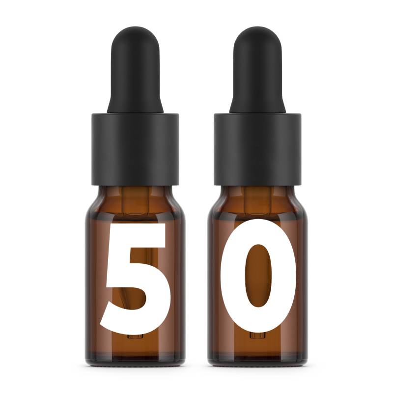 Botellas vidrio ámbar 10 ml con pipeta x50 unidades. Alta calidad.