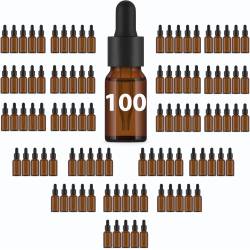 10ml Amber Glass Bottle Pack + Pipette Dropper Cap (100 sets)