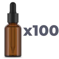 Bouteilles en verre ambré de 30 ml avec pipette x100 unités. Haute qualité.