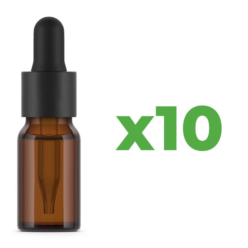 Bouteilles en verre ambré 10 ml avec pipette x10 unités. Haute qualité.