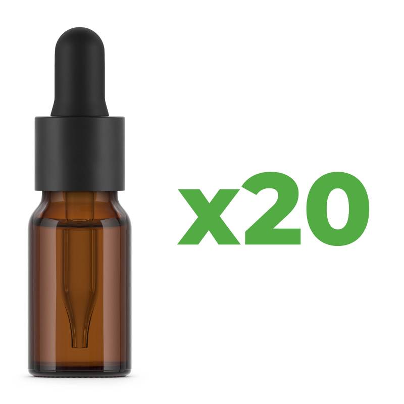 10ml Amber Glass Bottle + Pipette Dropper Cap - 20 sets