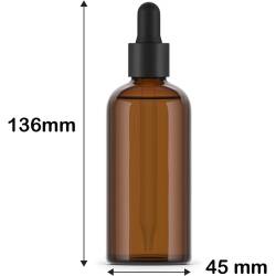 100ml Amber Glass Bottle + Pipette Dropper Cap - 10 sets