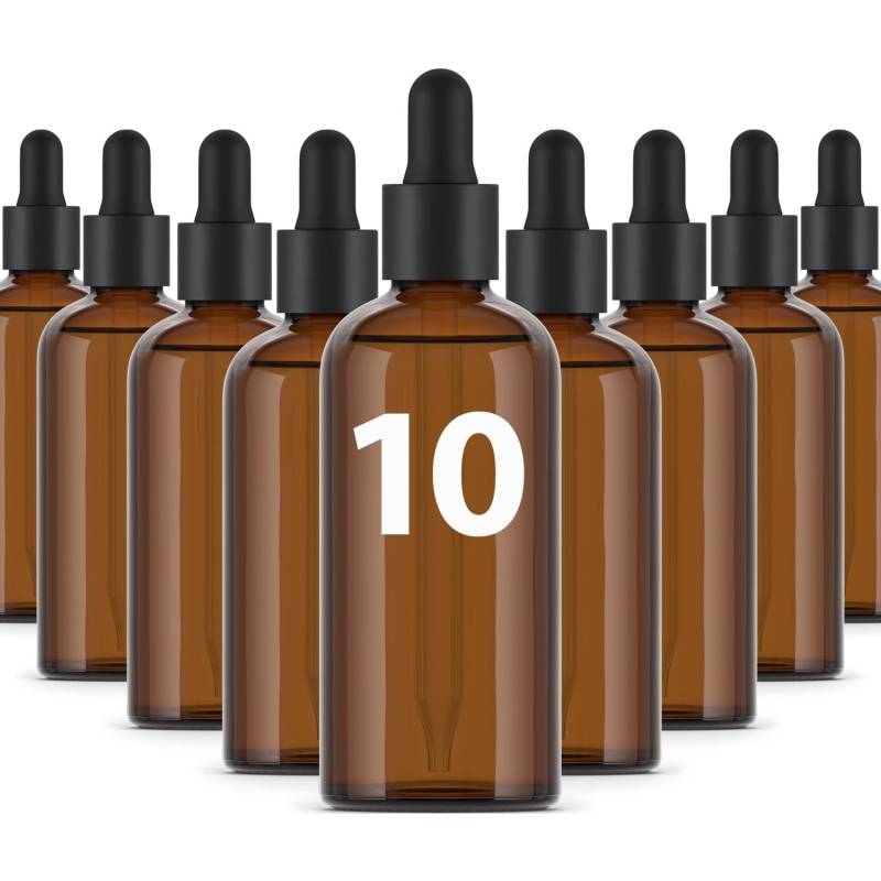 Bouteille en verre ambré 100ml - Bouchon pipette - Pack de 10