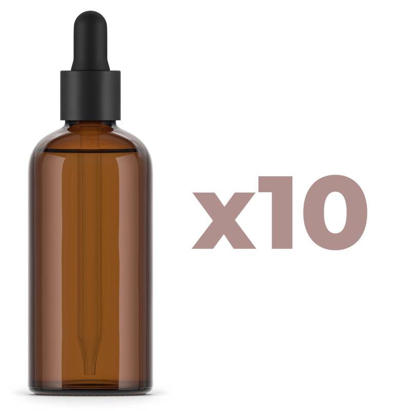 100ml Amber Glass Bottle + Pipette Dropper Cap - 10 sets