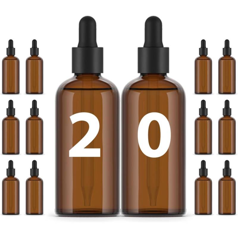 Bernsteinfarbene Glasflasche 100ml - Pipettenverschluss - Packung 20