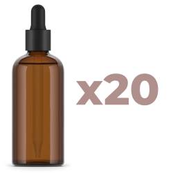 Bouteille en verre ambré 100ml - Bouchon pipette - Pack de 20
