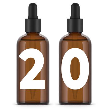 Bouteille en verre ambré 100ml - Bouchon pipette - Pack de 20
