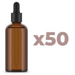 Bottiglia vetro ambra 100ml - Tappo pipetta - Confezione 50