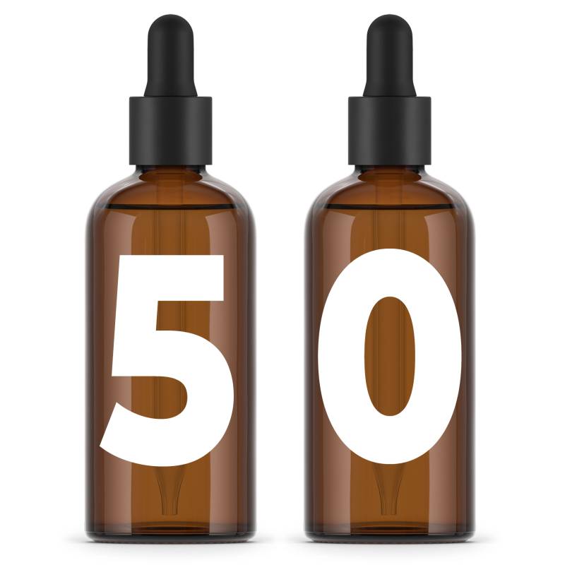 Botella vidrio ámbar 100ml - Tapón pipeta - Pack 50