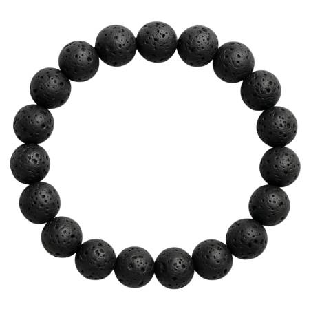 Bracciale con perline di pietra vulcanica