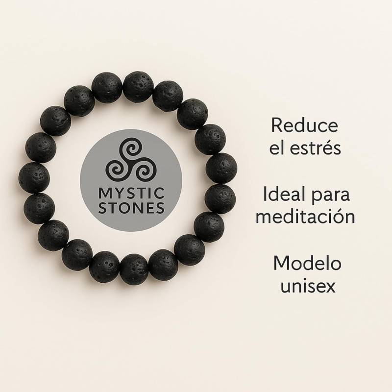 Bracciale con perline di pietra vulcanica