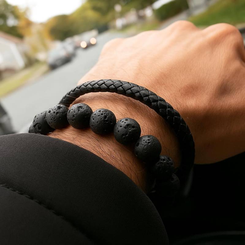 Pulsera de cuentas Piedra Volcánica