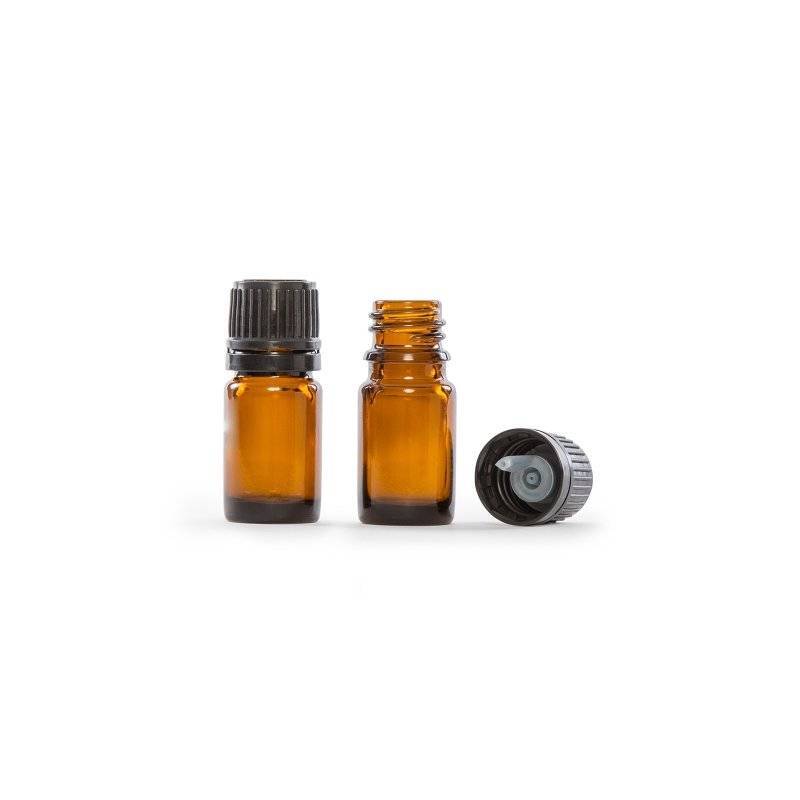 Botella 5 ml - cristal ámbar con tapón incluido