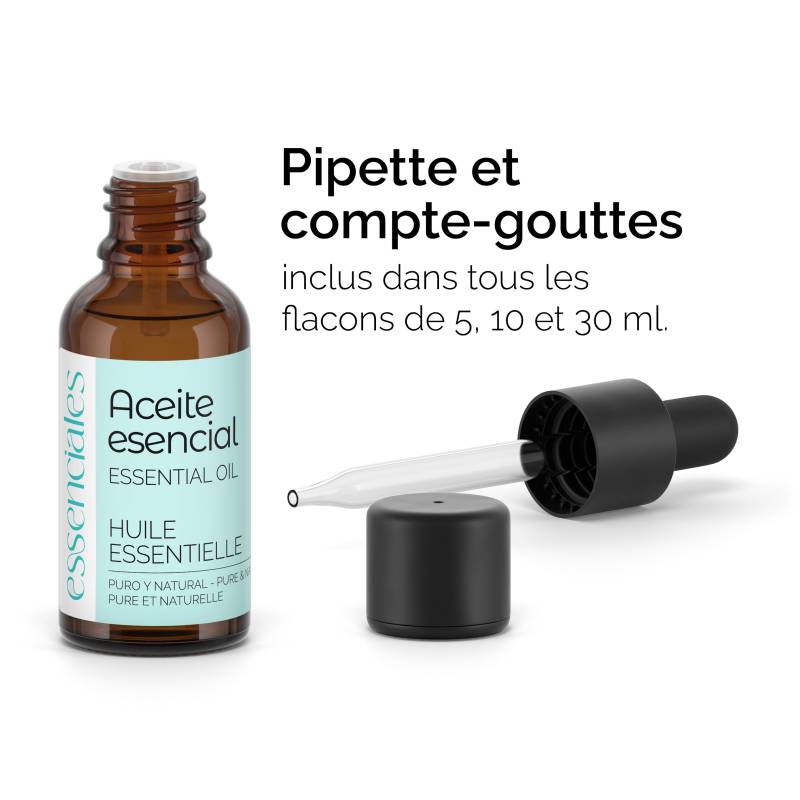 Bouchon pipette et compte-gouttes inclus.